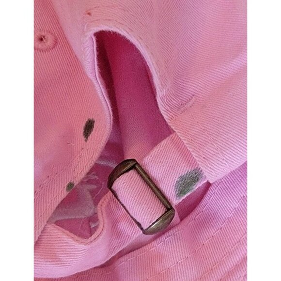 John Deere 2 Womens Adjustable Cotton Canvas Vintage Hat Floral Daisy Pink Brown - Picture 11 of 11